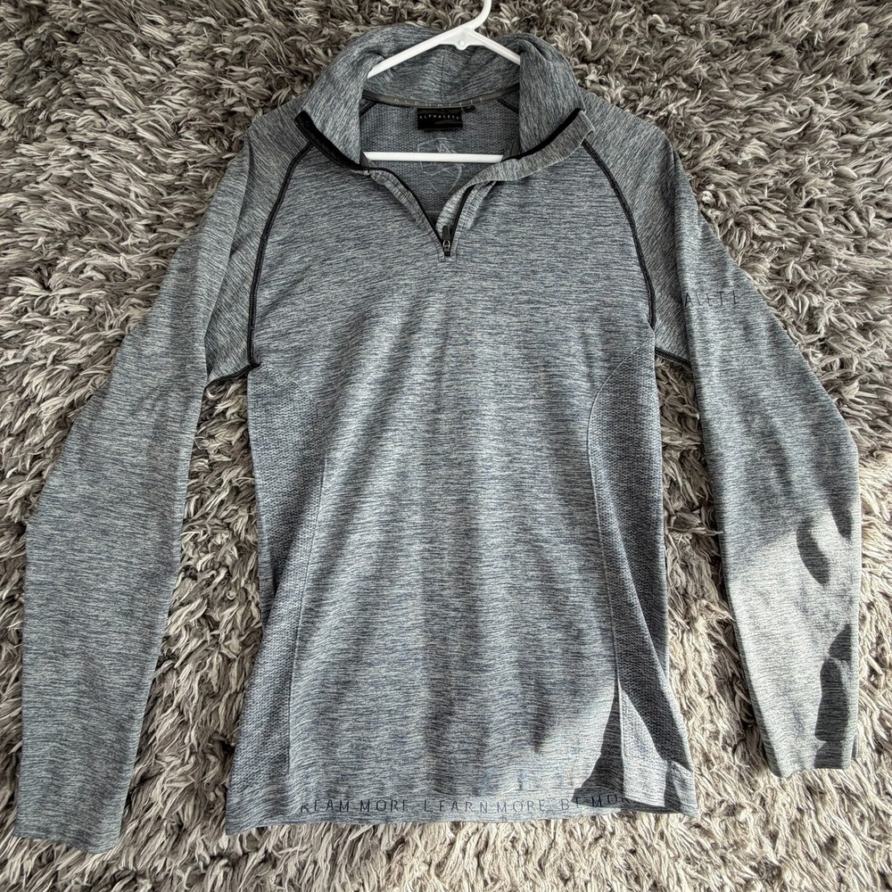 Alphalete Athletics Mens Medium Grey Space Dye 1/4 Zip Performance Pullover